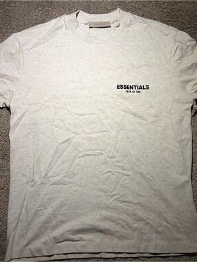 Fear of God Essentials Men’s Light Oatmeal Logo T-Shirt
